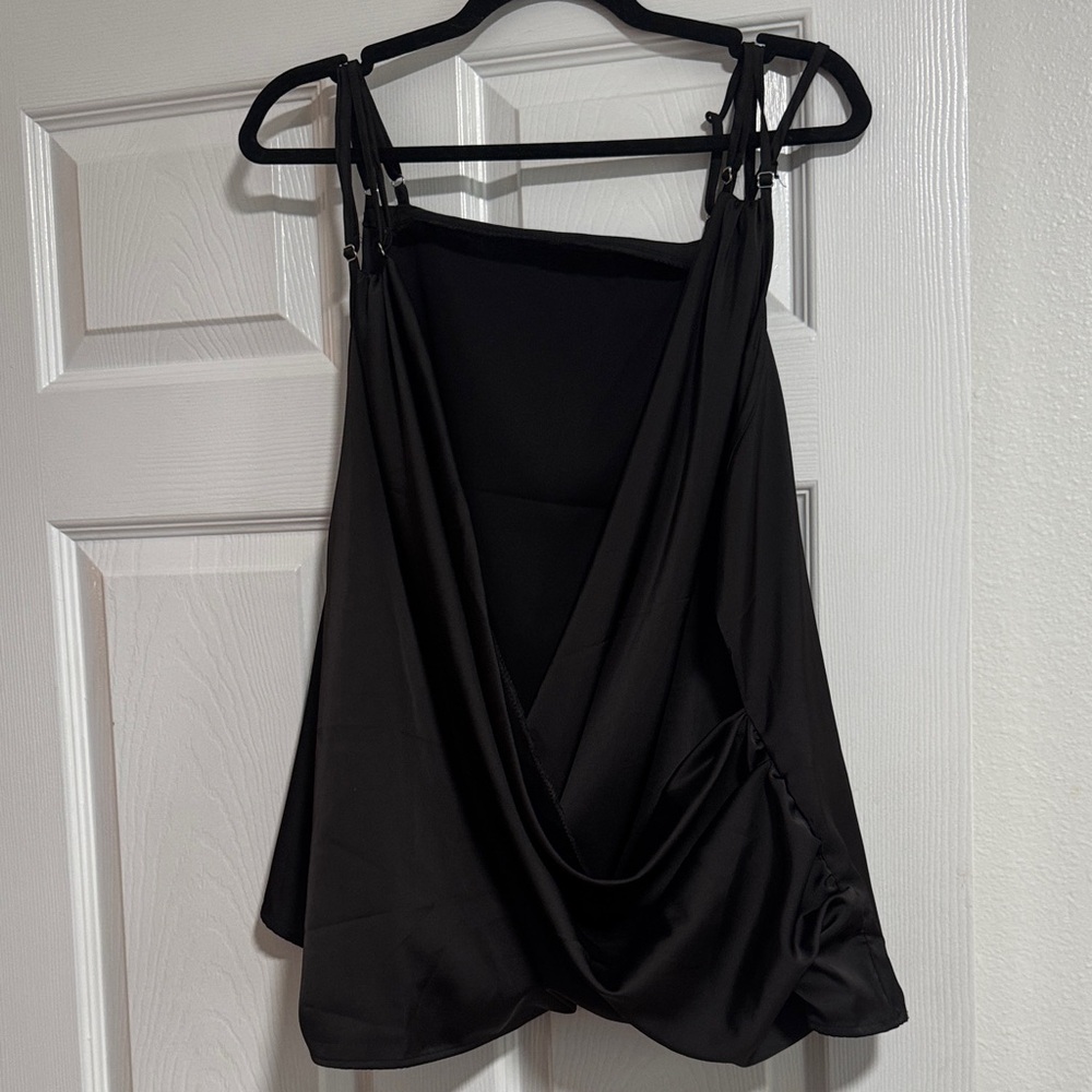 Black silky blouse tank
